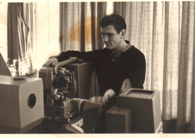 Meyer operating the telecine